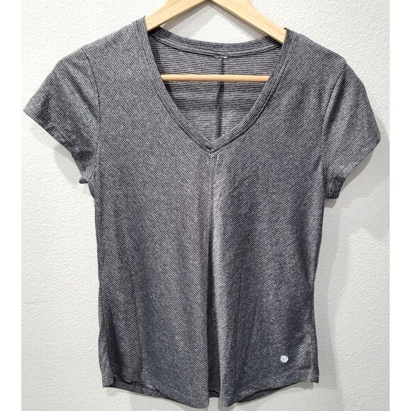 Bally Total Fitness V-Neck Short Sleeve Athletic Top Black/Gray Size S - Picture 1 of 8